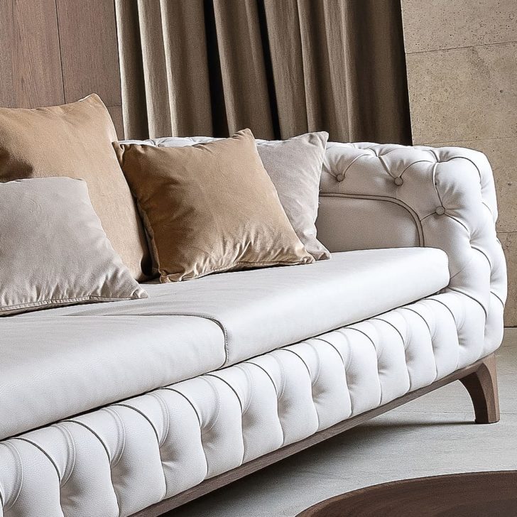 Luxury Italian Designer Button Upholstered Sofa