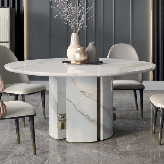 Luxury Italian Designer Contemporary Round Marble Dining Table