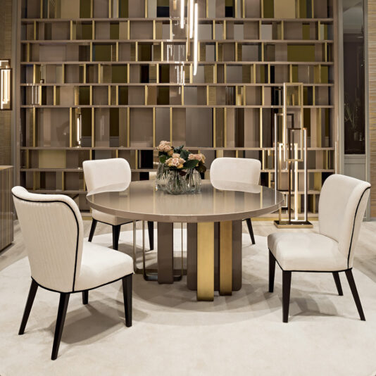 Luxury Italian Round Lacquered Designer Dining Table Luxury Italian Designer Dining Table And Chairs Set