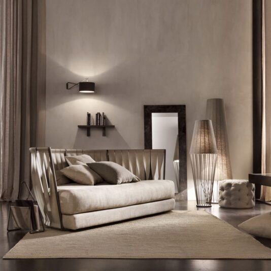 Luxury Italian Designer Faux Nubuck Leather Twist Sofa