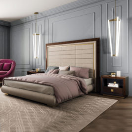 Luxury Italian Designer Nubuck Bed With Tall Headboard