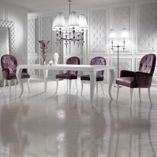 Luxury Italian Designer Velvet Purple Dining Set