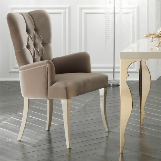 Luxury Italian Designer Velvet Winged Dining Chair