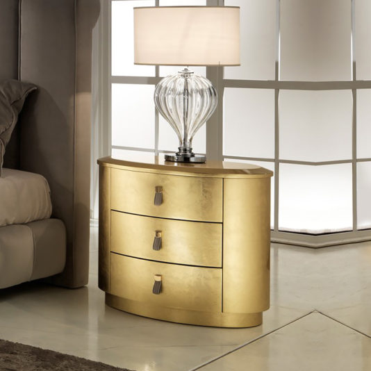 Luxury Italian Oval Gold Bedside Chest