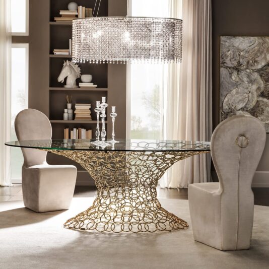 Luxury Italian Rings Glass Dining Table Luxury Italian Rings Glass Dining Table