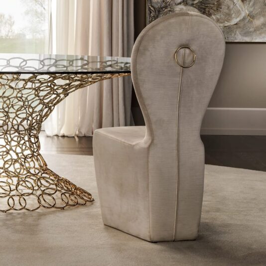 Luxury Italian Gold Plated Rings Glass Dining Table Set Luxury Italian Gold Plated Rings Glass Dining Table Set