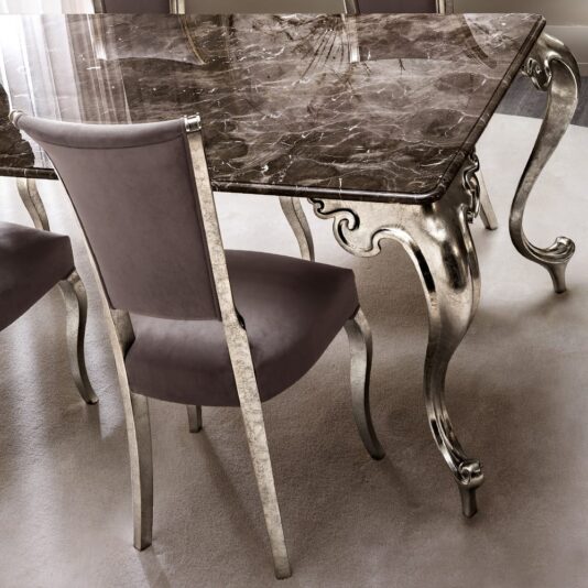 Luxury Italian Marble Champagne Leaf Dining Table And Chairs Set Luxury Italian Marble Champagne Leaf Dining Table And Chairs Set