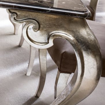 Luxury Italian Marble Champagne Leaf Dining Table And Chairs Set Luxury Italian Marble Champagne Leaf Dining Table And Chairs Set