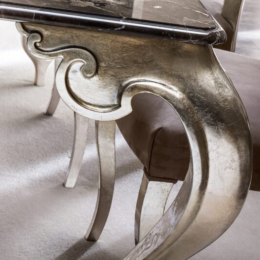 Luxury Italian Marble Champagne Leaf Dining Table And Chairs Set Luxury Italian Marble Champagne Leaf Dining Table And Chairs Set