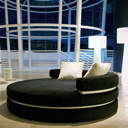 Luxury Italian Velvet Upholstered Round Chaise Longue