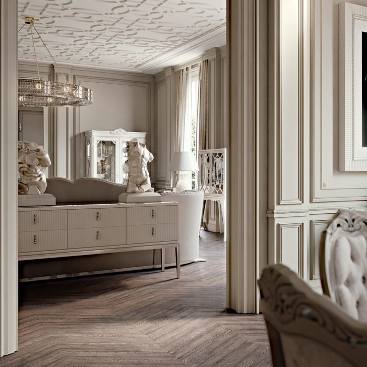 Luxury Italian White Fretwork Mirrored Cocktail Cabinet