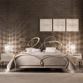 Luxury Italian Wrought Iron Swirls Bed With Footboard