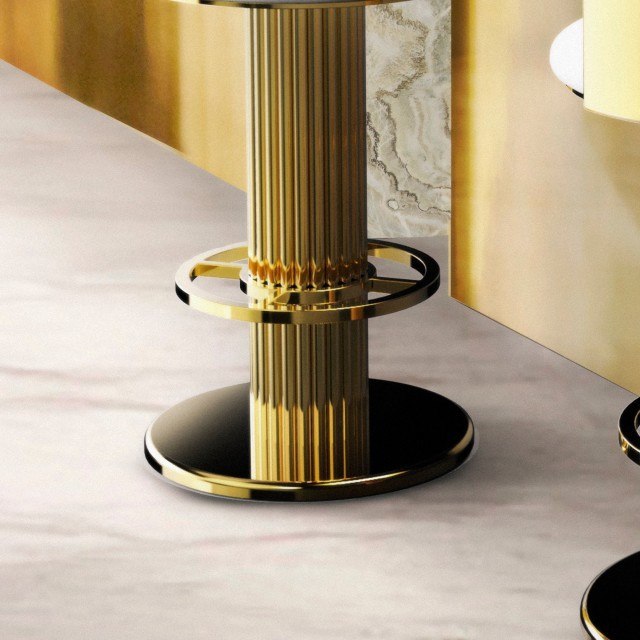 Luxury Mid Century Gold Modern Bar Stool