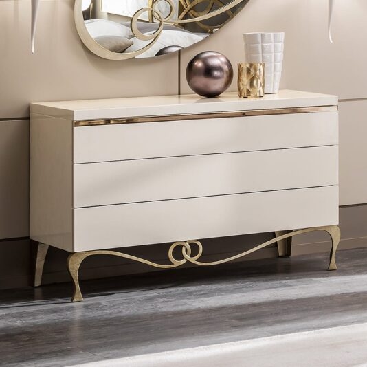 Luxury Mother Of Pearl Gold 3 Drawer Chest
