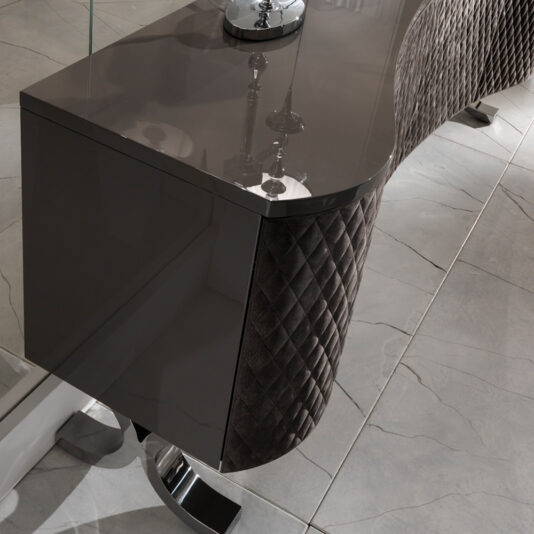 Luxury Nubuck Leather Curved Sideboard Buffet Luxury Nubuck Leather Curved Sideboard Buffet