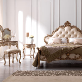 Luxury Ornate Carved Rococo Bed