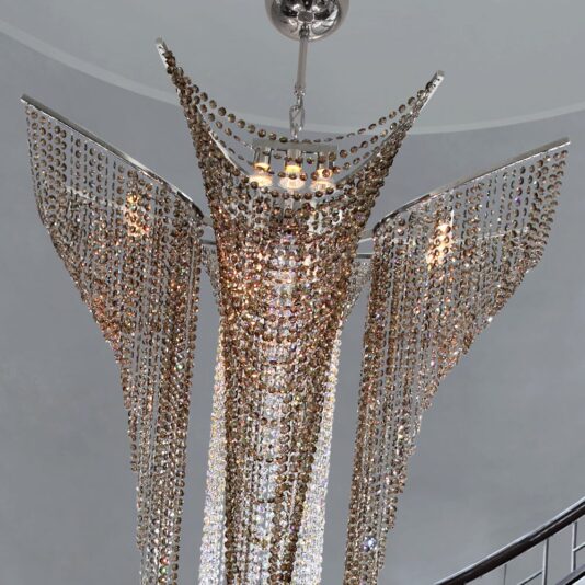 Luxury Stairwell Designer Crystal Pendant Chandelier Luxury Stairwell Italian Designer Crystal Pendant Chandelier