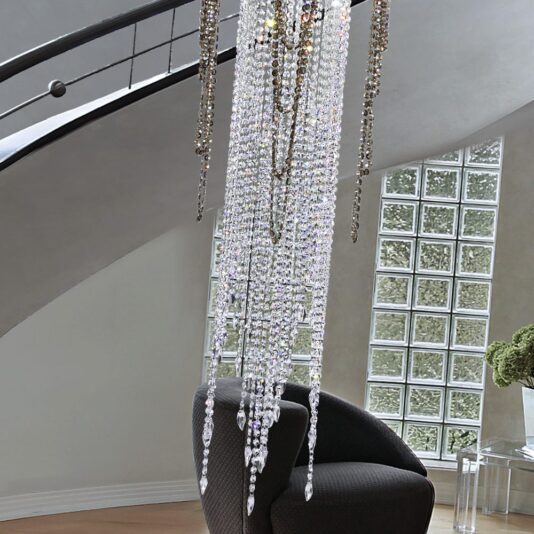 Luxury Stairwell Designer Crystal Pendant Chandelier Luxury Stairwell Italian Designer Crystal Pendant Chandelier