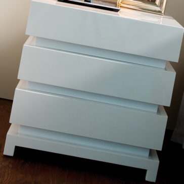 Luxury White Lacquered Three Drawer Bedside Table