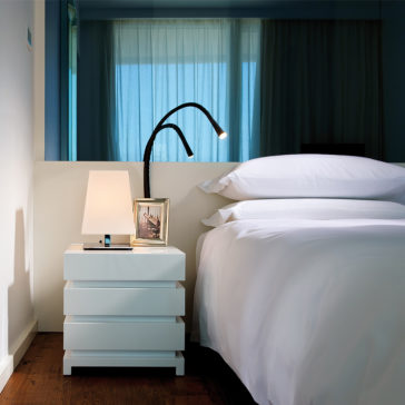 Luxury White Lacquered Three Drawer Bedside Table