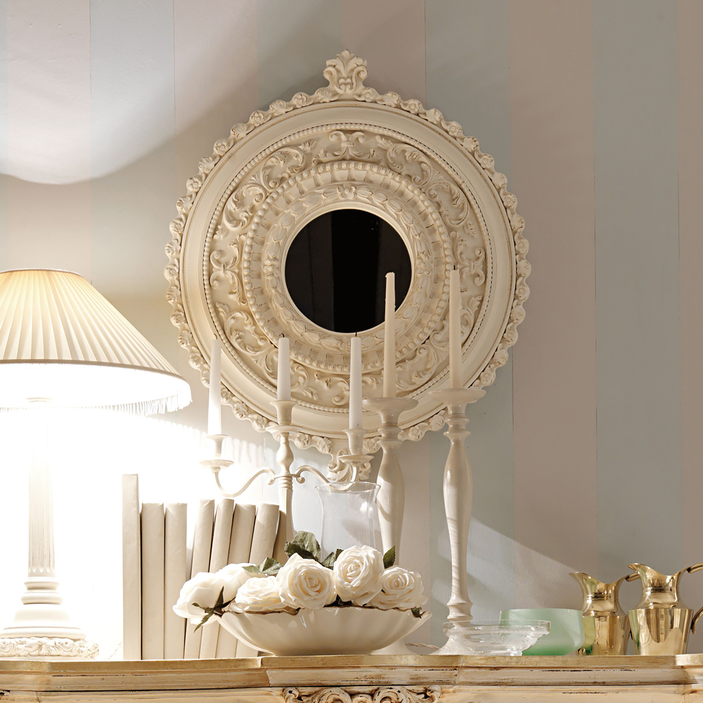 Luxury Italian Round Ivory Mirror