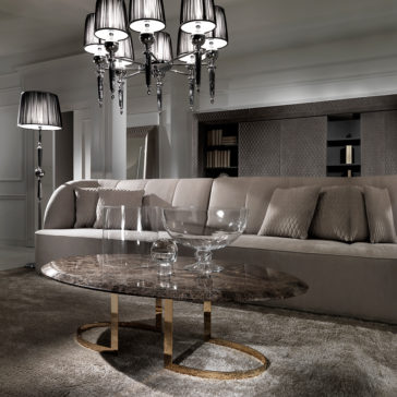 Modern 24 Carat Gold Plated Oval Marble Coffee Table Luxury Contemporary Marble 24 Carat Gold Coffee Table