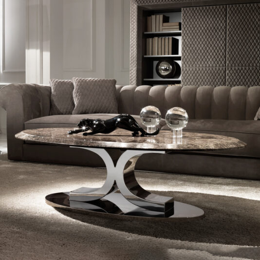Luxury Contemporary Italian Oval Marble Coffee Table