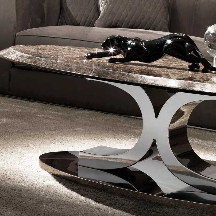 Luxury Contemporary Italian Oval Marble Coffee Table