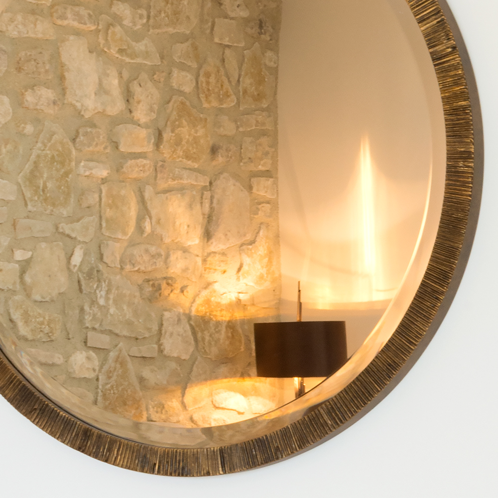 Exclusive Round Brushed Gold Overmantle Mirror