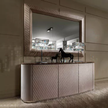 Luxury Marble Nubuck Leather Buffet And Mirror Set Luxury Marble Nubuck Leather Buffet And Mirror Set