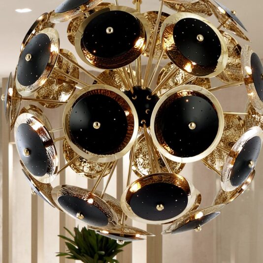 Modern Black And Gold Plated Sphere Chandelier Modern Black And Gold Plated Italian Sphere Chandelier