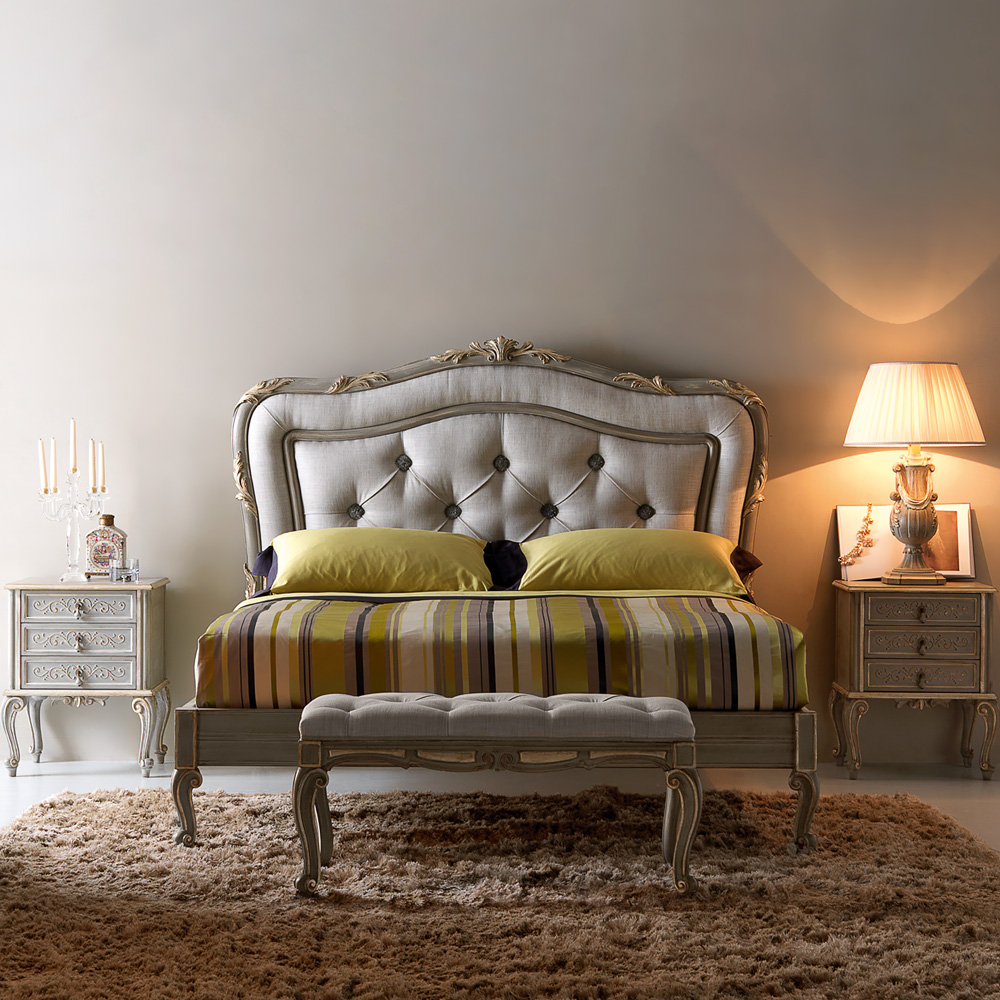 Modern Classic Italian Designer Button Upholstered Bed