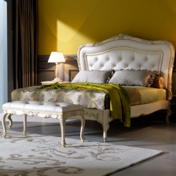 Classic Italian Leather Button Upholstered Designer Bed