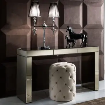 Modern Designer Bronze Mirrored Console Table With Drawer Modern Designer Bronze Mirrored Console Table With Drawer
