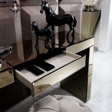 Modern Designer Bronze Mirrored Console Table With Drawer Modern Designer Bronze Mirrored Console Table With Drawer