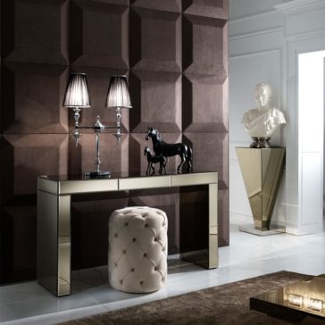 Modern Designer Bronze Mirrored Console Table With Drawer Modern Designer Bronze Mirrored Console Table With Drawer