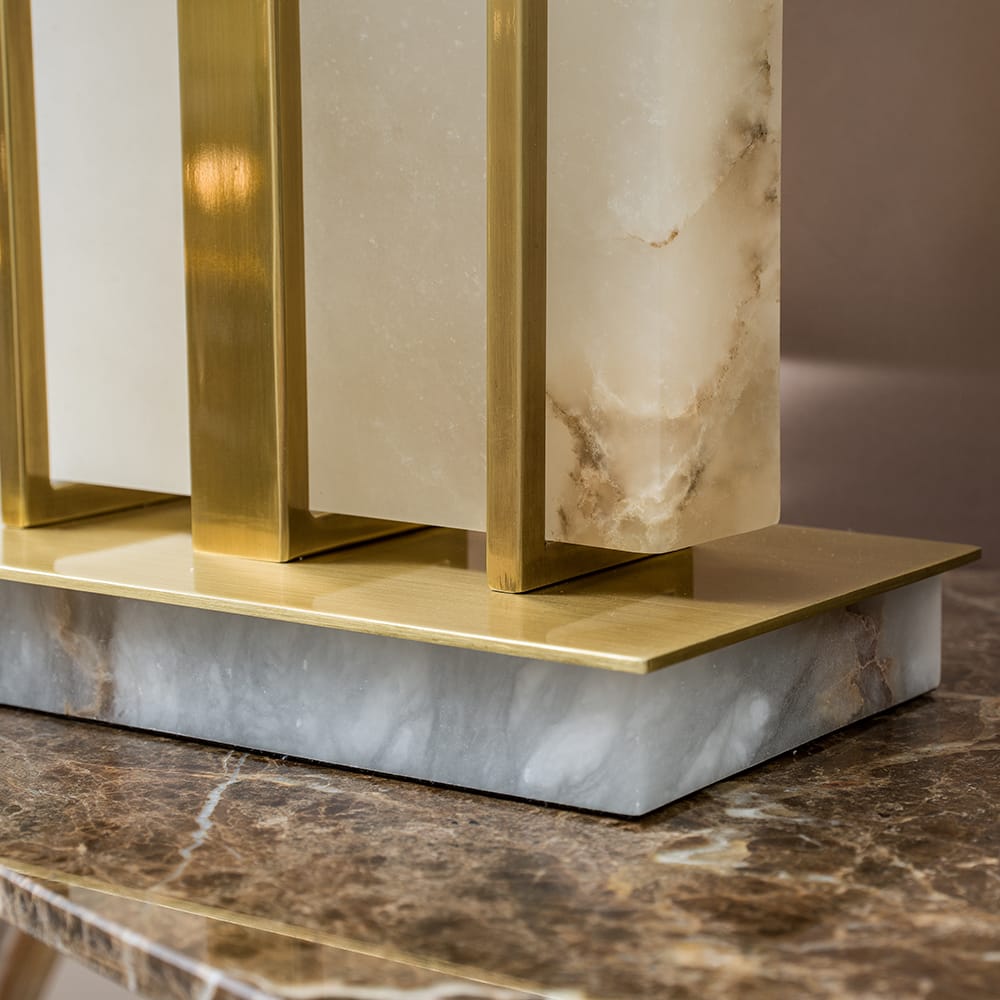 Modern Designer Brushed Gold And Marble Table Lamp