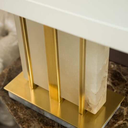 Modern Designer Brushed Gold And Marble Table Lamp