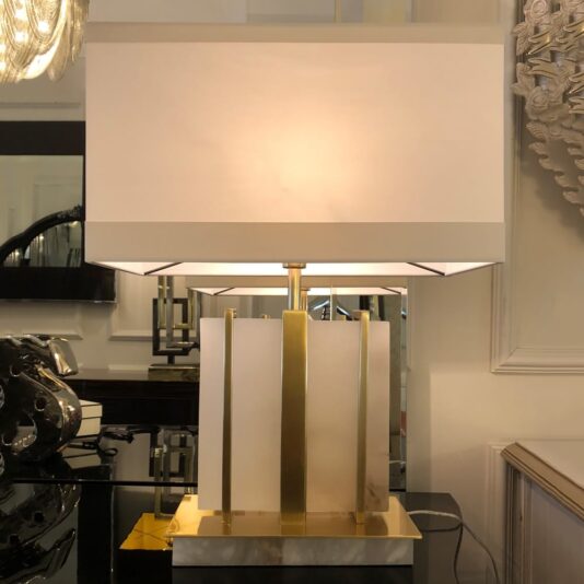 Modern Designer Brushed Gold And Marble Table Lamp