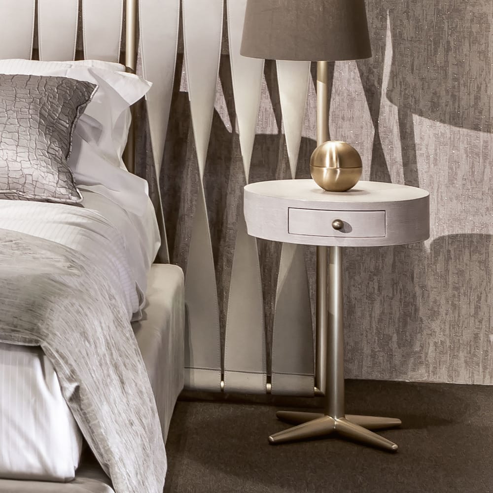 Modern Designer Round Bedside Cabinet With Drawer