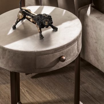 Modern Designer Round Leather Bedside Cabinet Modern Designer Round Leather Bedside Cabinet