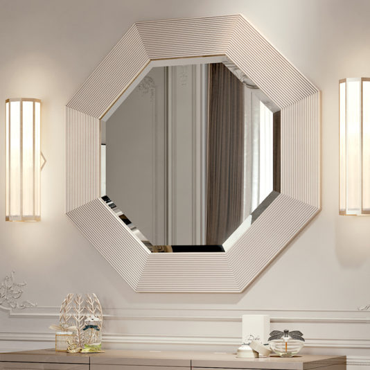 Modern Italian Art Deco Inspired Octagonal Mirror