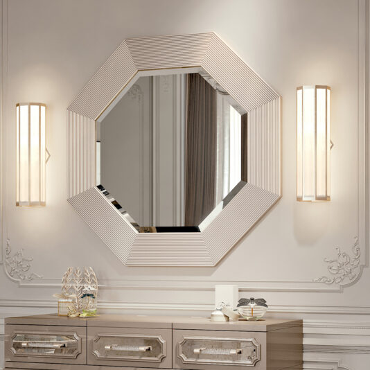 Modern Italian Art Deco Inspired Octagonal Mirror