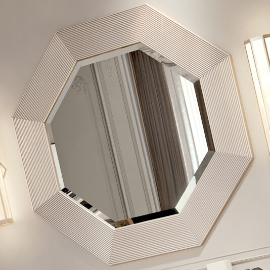 Modern Italian Art Deco Inspired Octagonal Mirror