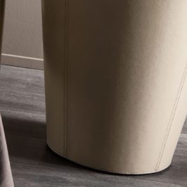 Modern Italian Round Leather Bedside Table