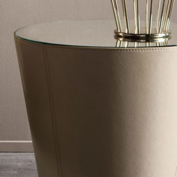 Modern Italian Round Leather Bedside Table Modern Italian Round Leather Bedside Table