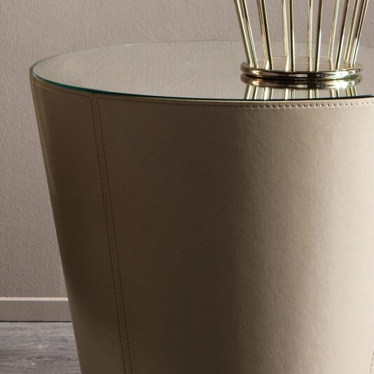 Modern Italian Round Leather Bedside Table Modern Italian Round Leather Bedside Table