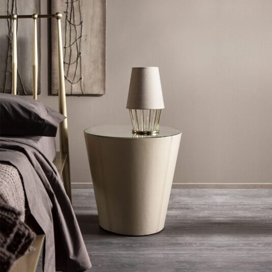 Modern Italian Round Leather Bedside Table Modern Italian Round Leather Bedside Table