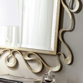 Modern Italian Designer Champagne Leaf Mirror