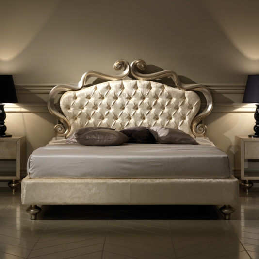Modern Italian Designer Champagne Leaf Bed